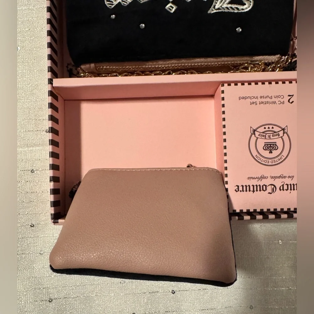 Juicy Couture Black and Gold Wristlet Duo Black Velvet, Limited Editin